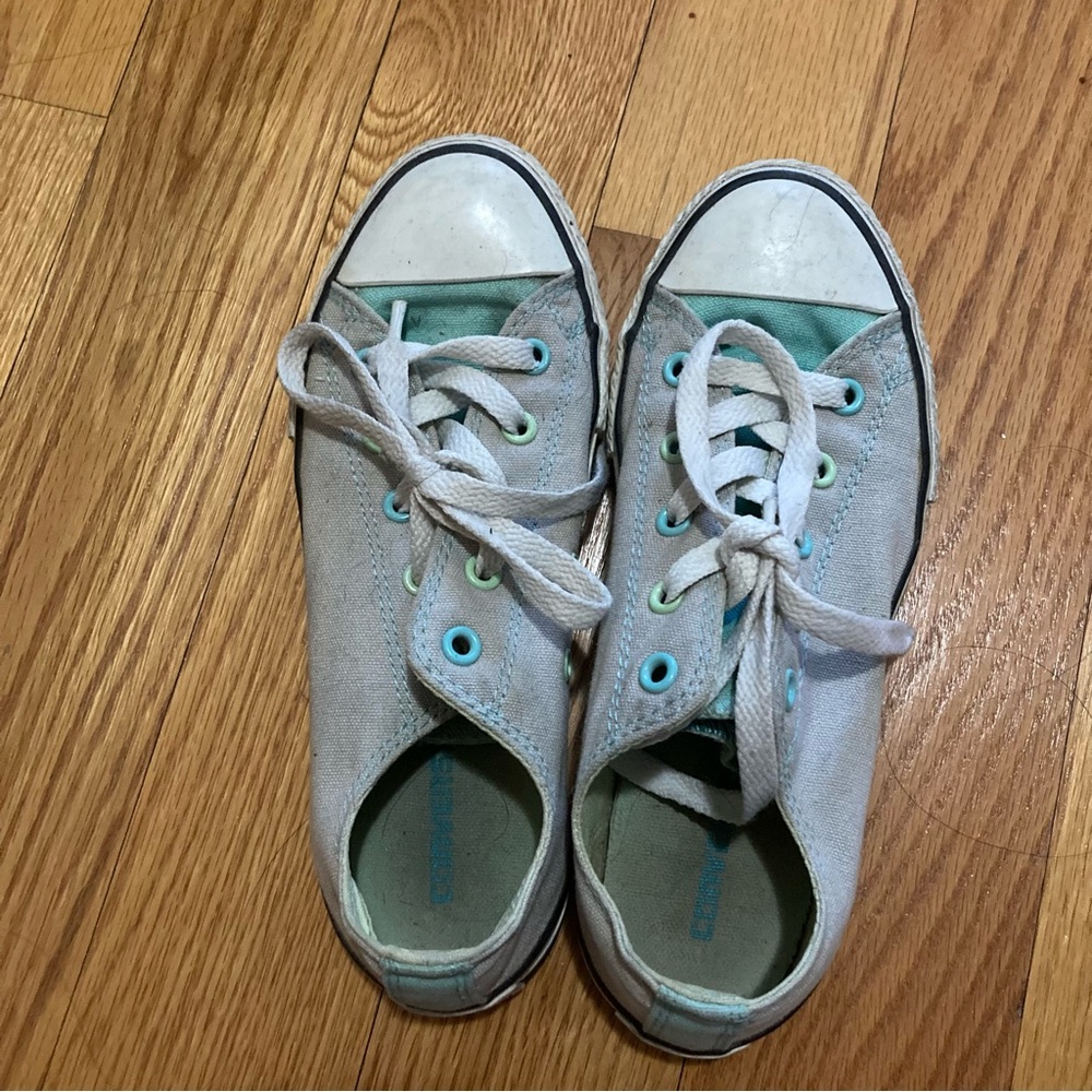 turquoise kids converse sneakers